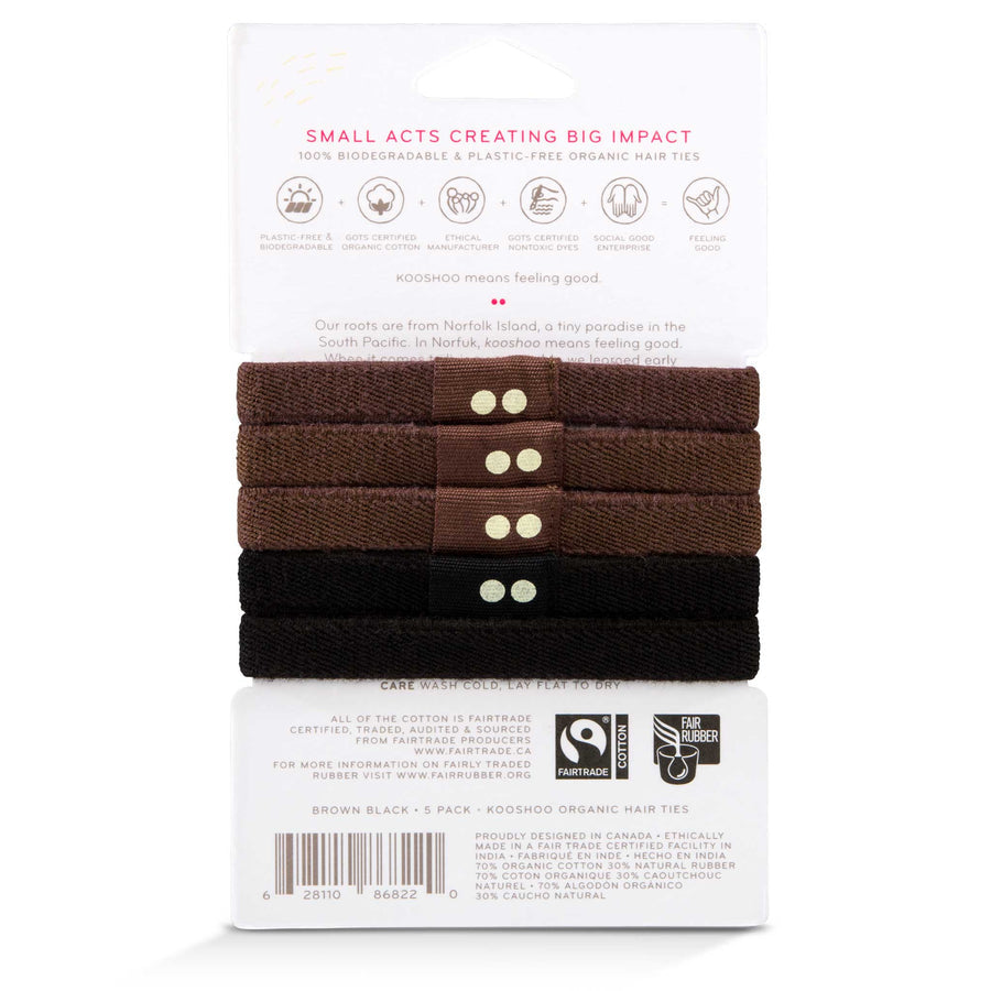 Plastic-Free Hair Ties - Brown Black
