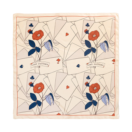 "Camellia" Silk Bandana Scarf - Khaki